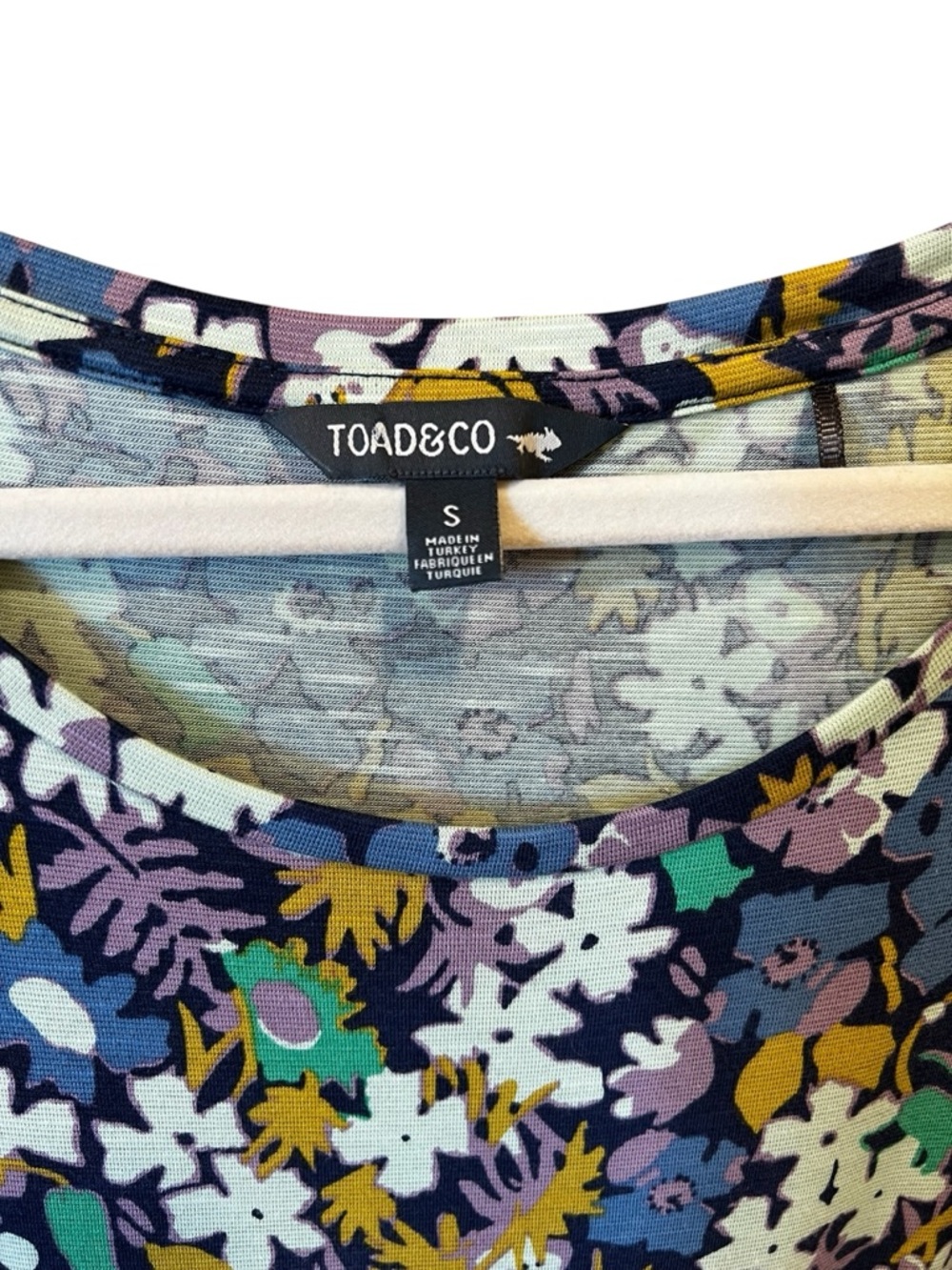 Toad & Co Cue Wrap Short Sleeve Dress Navy Garden Floral Size Small Spring - Picture 3 of 6